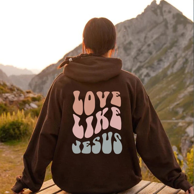 Love like Jesus Hoodie Christian Bible Verse Hooded Sweatshirt Religious Faith Pullover Jesus save Us Groovy Women Christian Top