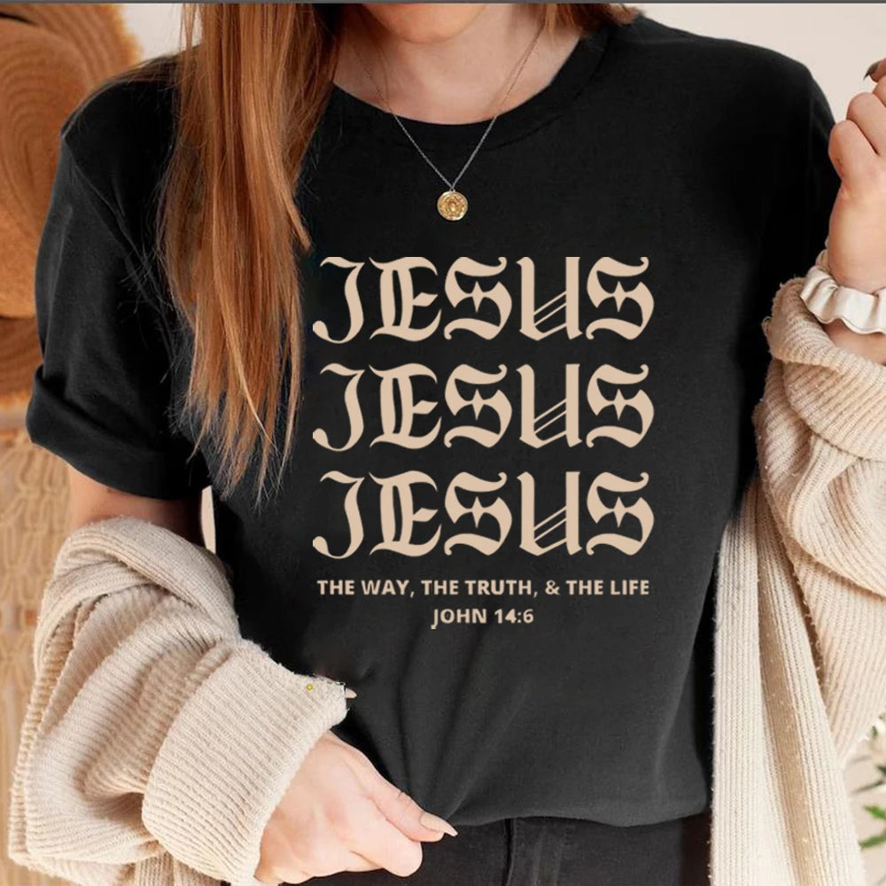 JESUS JESUS JESUS Aesthetic Jesus T Shirt Christian Shirts for Men Women T-Shirt Christian Shirts Bible Verse Tee Unisex Summer Casual Tops