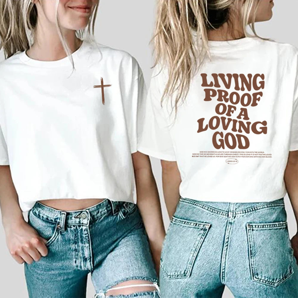 LIVING PROOF Aesthetic Christian T-Shirt Christian Apparel Brown Jesus Tshirt Trendy Streetwear Clothing Bible Verse Shirts Christian Gift