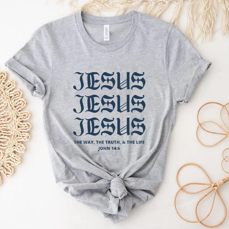 JESUS JESUS JESUS Aesthetic Jesus T Shirt Christian Shirts for Men Women T-Shirt Christian Shirts Bible Verse Tee Unisex Summer Casual Tops