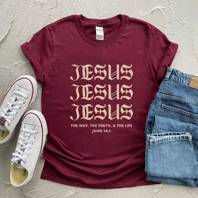 JESUS JESUS JESUS Aesthetic Jesus T Shirt Christian Shirts for Men Women T-Shirt Christian Shirts Bible Verse Tee Unisex Summer Casual Tops