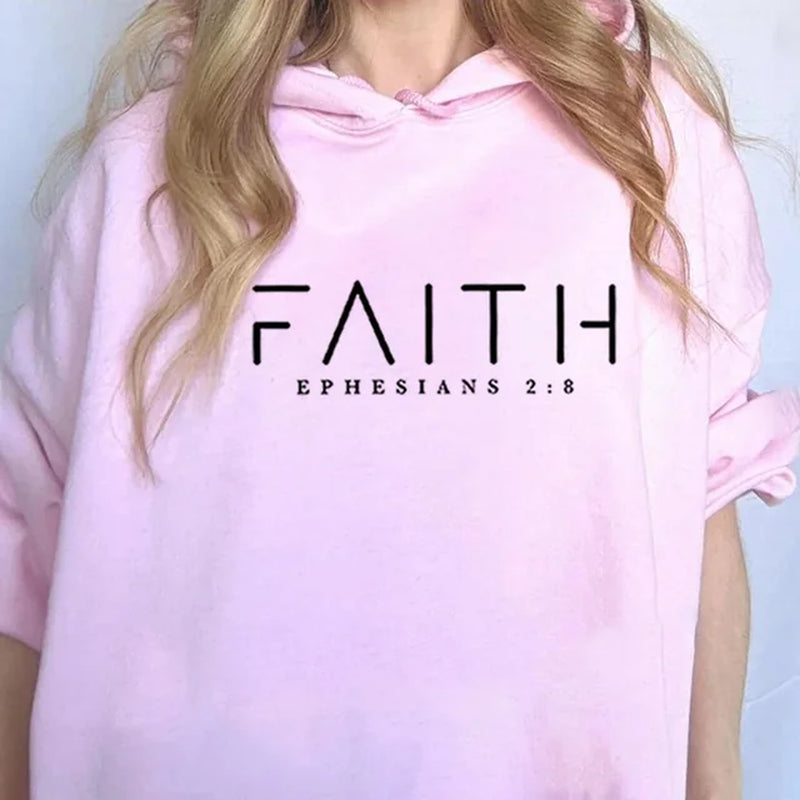 Faith Hoodie Ephesians Hooded Bible Verse Sweatshirt Christian Clothing Christian Women Pullover Unisex Trendy Hoodie