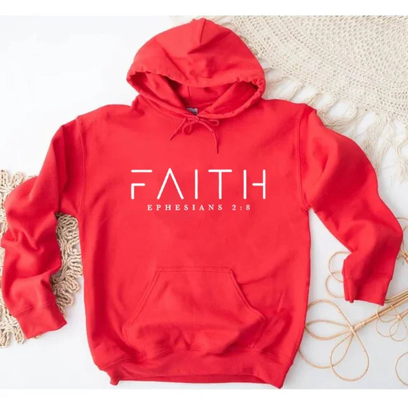 Faith Hoodie Ephesians Hooded Bible Verse Sweatshirt Christian Clothing Christian Women Pullover Unisex Trendy Hoodie