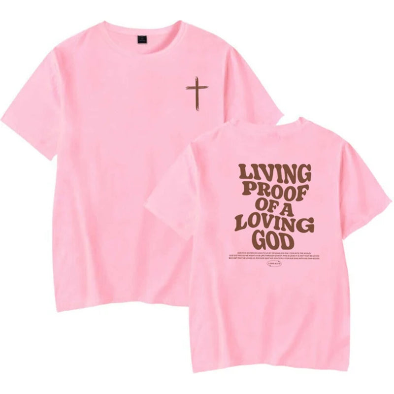 LIVING PROOF Aesthetic Christian T-Shirt Christian Apparel Brown Jesus Tshirt Trendy Streetwear Clothing Bible Verse Shirts Christian Gift