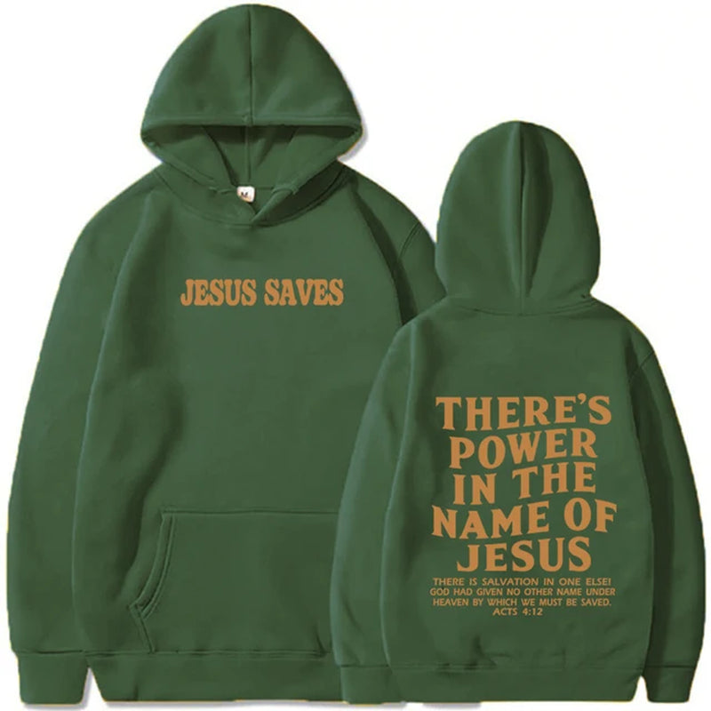 There Is Power in the Name of Jesus Hoodie Christian Jesus Saves Faith Sweatshirt Man Woman Pullover Tops Streetwear