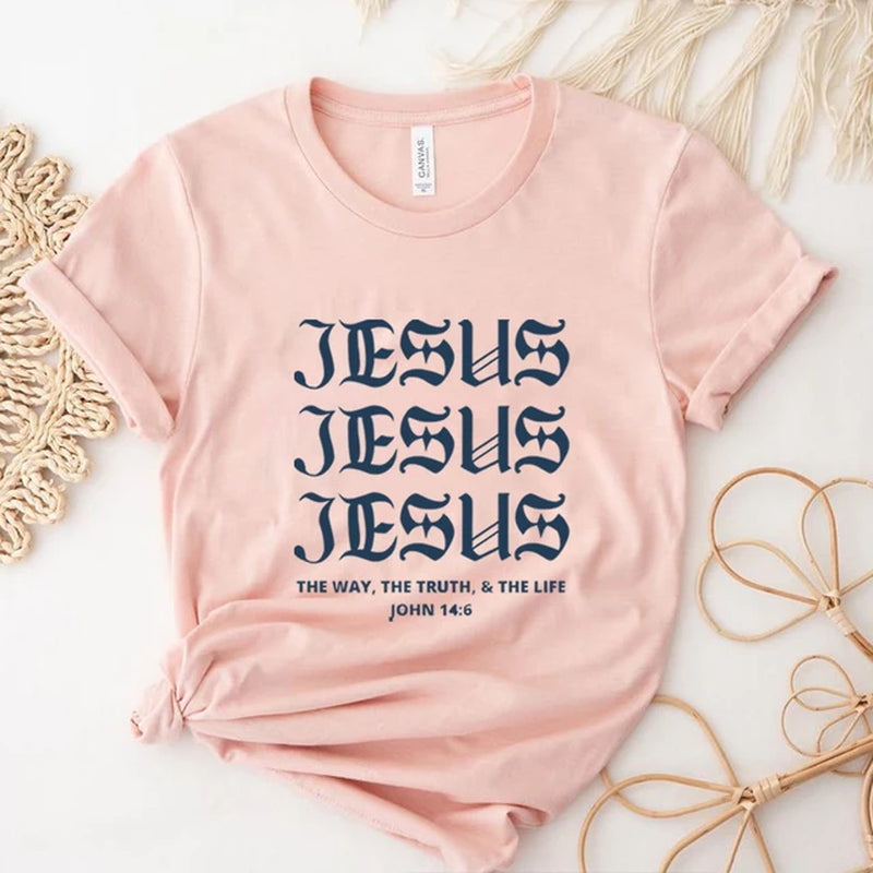 JESUS JESUS JESUS Aesthetic Jesus T Shirt Christian Shirts for Men Women T-Shirt Christian Shirts Bible Verse Tee Unisex Summer Casual Tops