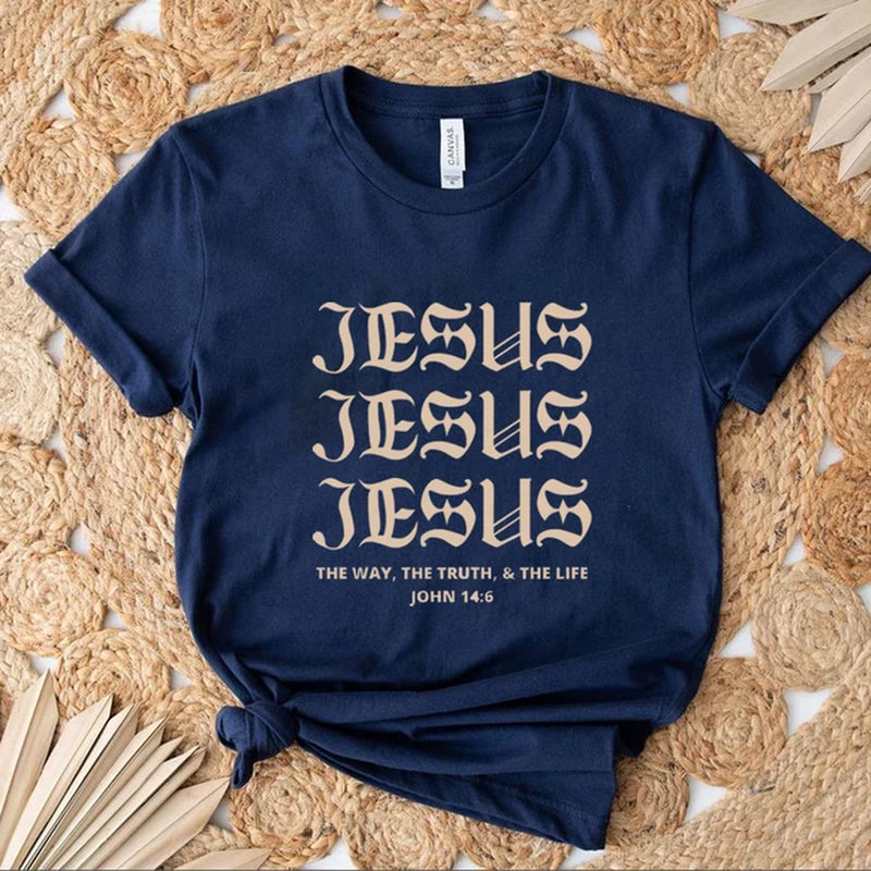 JESUS JESUS JESUS Aesthetic Jesus T Shirt Christian Shirts for Men Women T-Shirt Christian Shirts Bible Verse Tee Unisex Summer Casual Tops