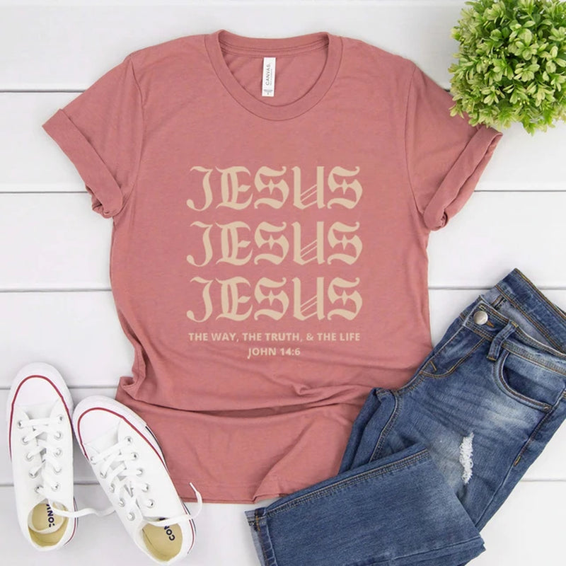 JESUS JESUS JESUS Aesthetic Jesus T Shirt Christian Shirts for Men Women T-Shirt Christian Shirts Bible Verse Tee Unisex Summer Casual Tops