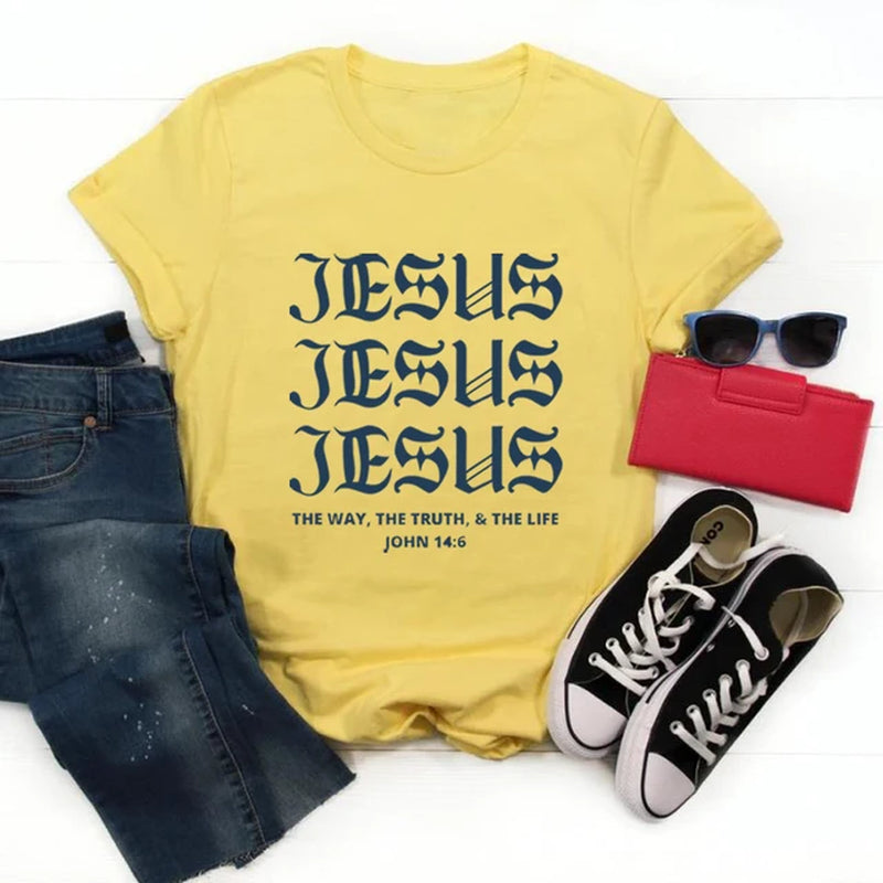 JESUS JESUS JESUS Aesthetic Jesus T Shirt Christian Shirts for Men Women T-Shirt Christian Shirts Bible Verse Tee Unisex Summer Casual Tops