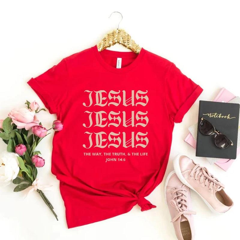 JESUS JESUS JESUS Aesthetic Jesus T Shirt Christian Shirts for Men Women T-Shirt Christian Shirts Bible Verse Tee Unisex Summer Casual Tops