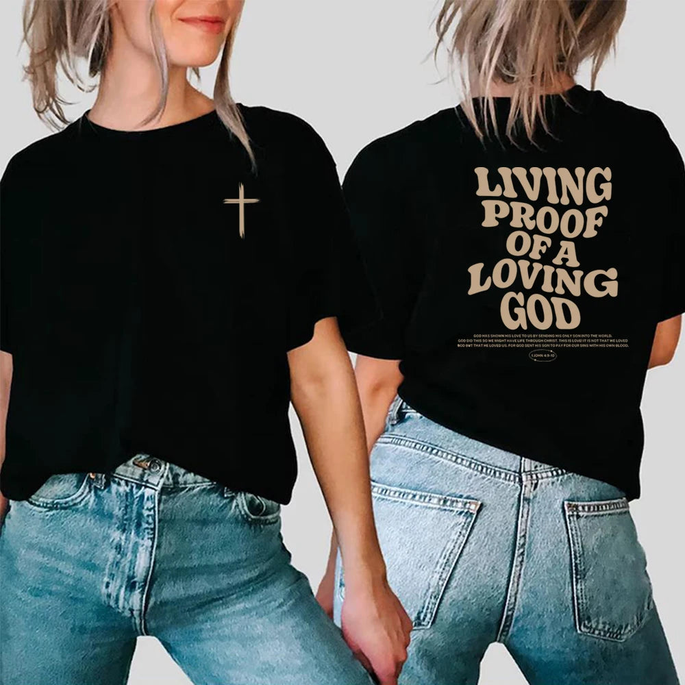 LIVING PROOF Aesthetic Christian T-Shirt Christian Apparel Brown Jesus Tshirt Trendy Streetwear Clothing Bible Verse Shirts Christian Gift