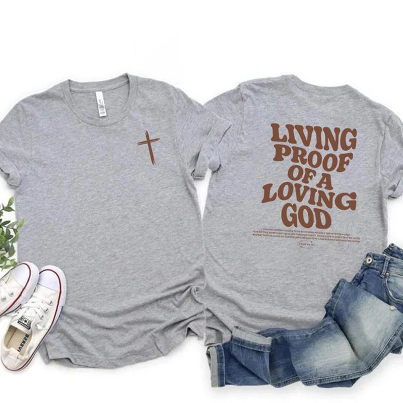 LIVING PROOF Aesthetic Christian T-Shirt Christian Apparel Brown Jesus Tshirt Trendy Streetwear Clothing Bible Verse Shirts Christian Gift