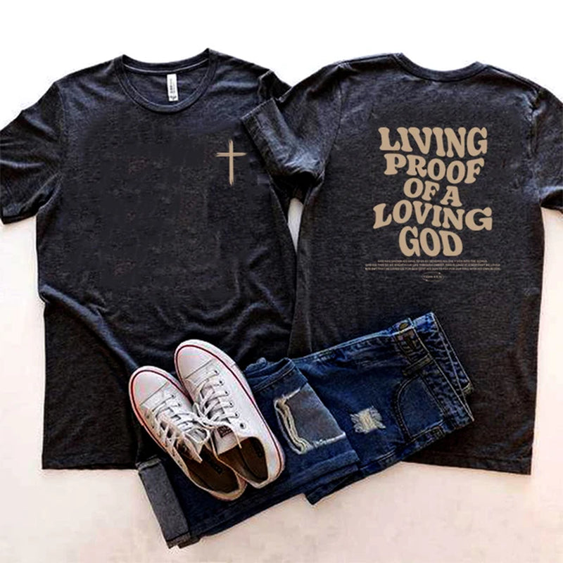 LIVING PROOF Aesthetic Christian T-Shirt Christian Apparel Brown Jesus Tshirt Trendy Streetwear Clothing Bible Verse Shirts Christian Gift