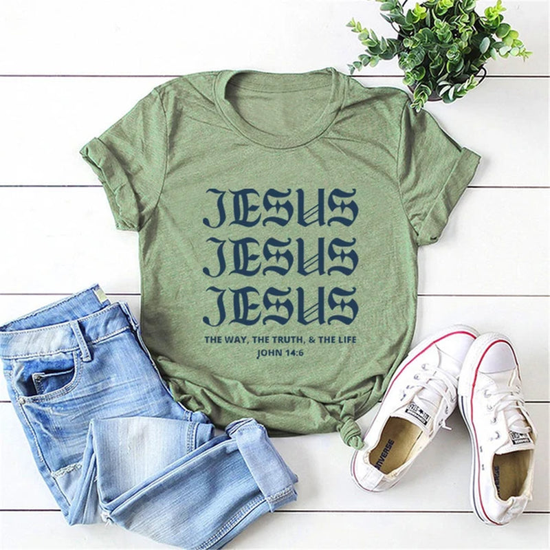 JESUS JESUS JESUS Aesthetic Jesus T Shirt Christian Shirts for Men Women T-Shirt Christian Shirts Bible Verse Tee Unisex Summer Casual Tops