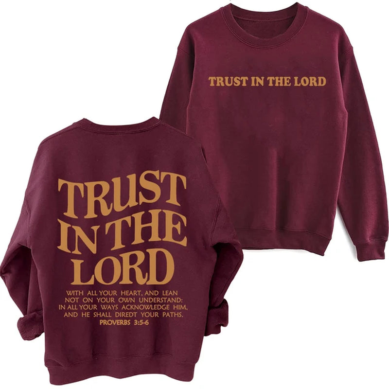 Trust in the Lord Sweatshirt Christian Bible Verse Hoodie Man Woman Oversized Jesus Faith Sweatshirts