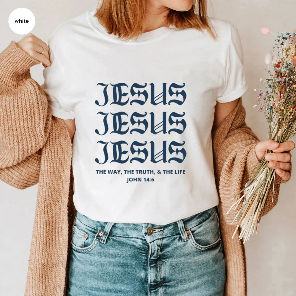 JESUS JESUS JESUS Aesthetic Jesus T Shirt Christian Shirts for Men Women T-Shirt Christian Shirts Bible Verse Tee Unisex Summer Casual Tops