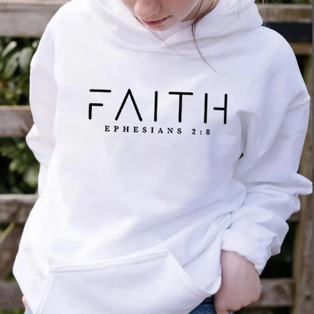 Faith Hoodie Ephesians Hooded Bible Verse Sweatshirt Christian Clothing Christian Women Pullover Unisex Trendy Hoodie