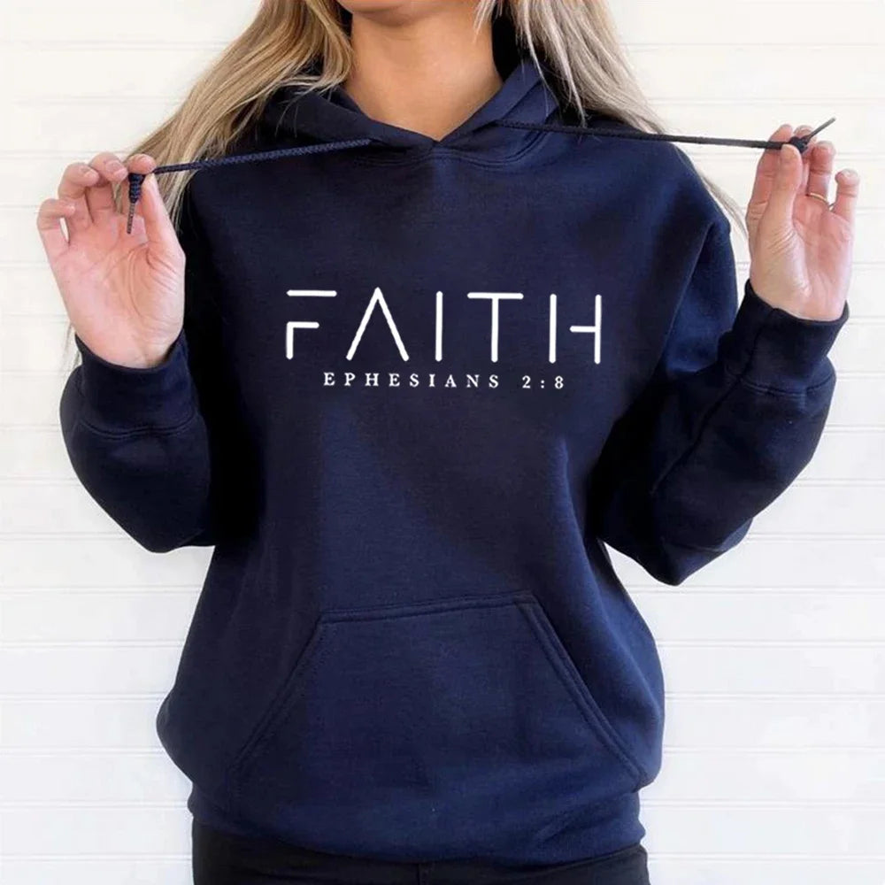 Faith Hoodie Ephesians Hooded Bible Verse Sweatshirt Christian Clothing Christian Women Pullover Unisex Trendy Hoodie