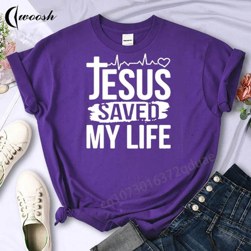 Christian T-Shirt Letter Print Cute Women T-Shirt Jesus Shirt Harajuku Graphic Tops Female Woman Tees Summer Oversized Clothing