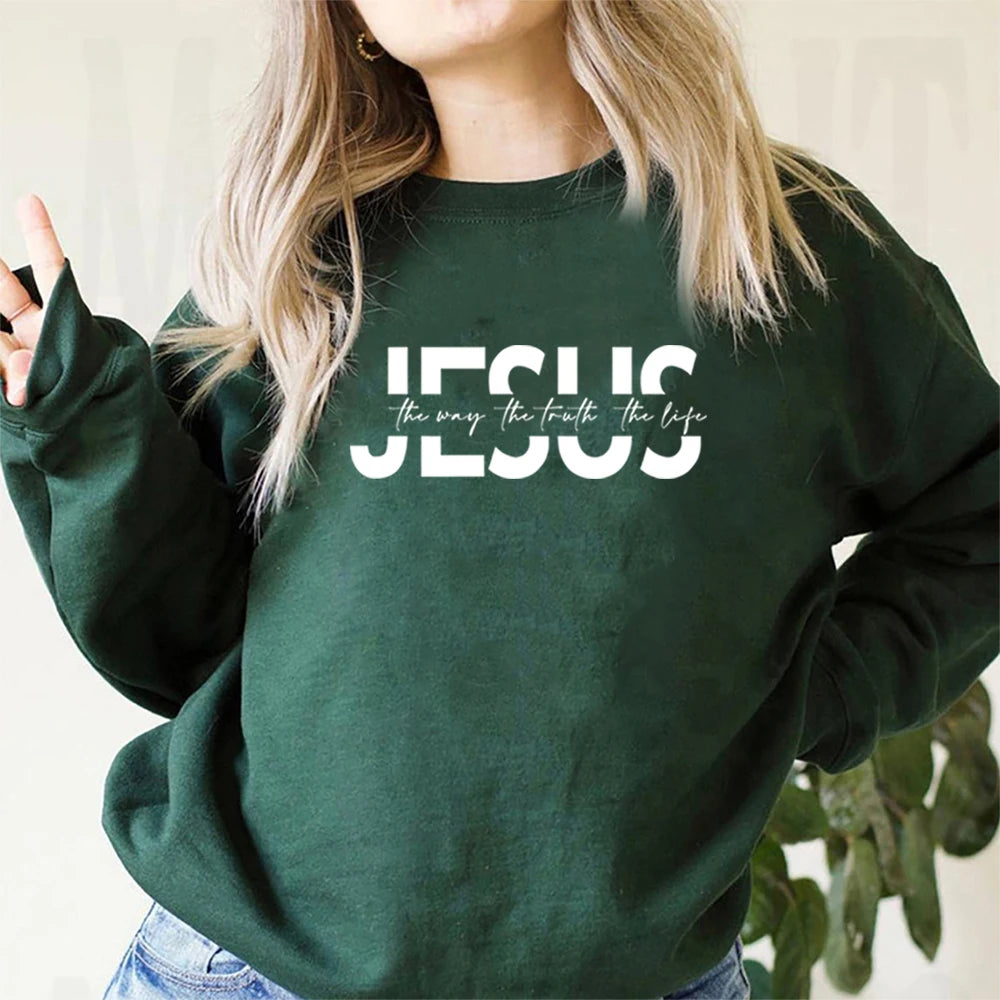 Jesus Sweatshirt Christian Hoodie Religious Bible Verse Sweater Motivational Christian Faith Outfit Trendy Crewneck Sweatshirts