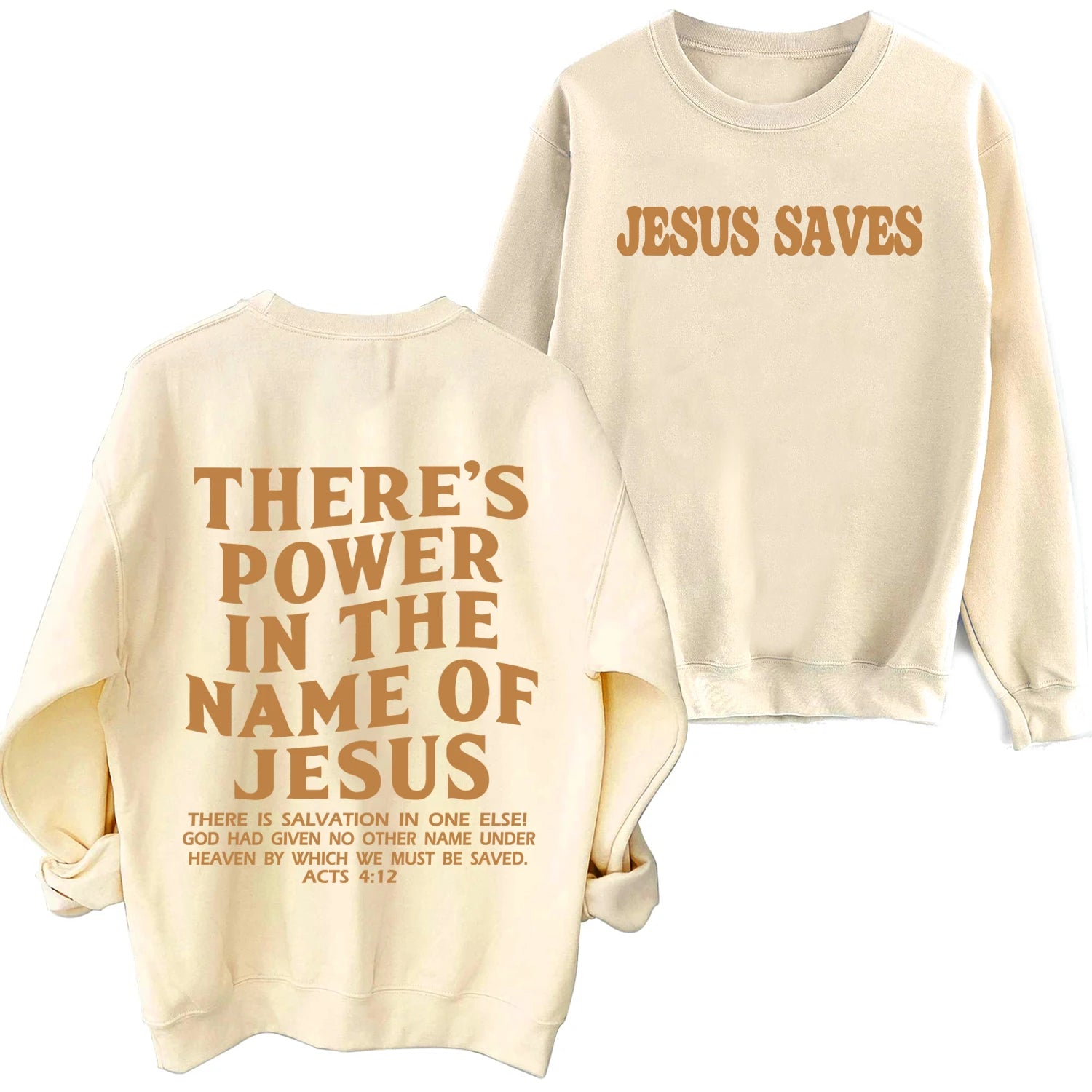 There Is Power in the Name of Jesus Sweatshirt Christian Faith Hoodie Man Woman Oversized Jesus Saves Sweatshirts Army Green