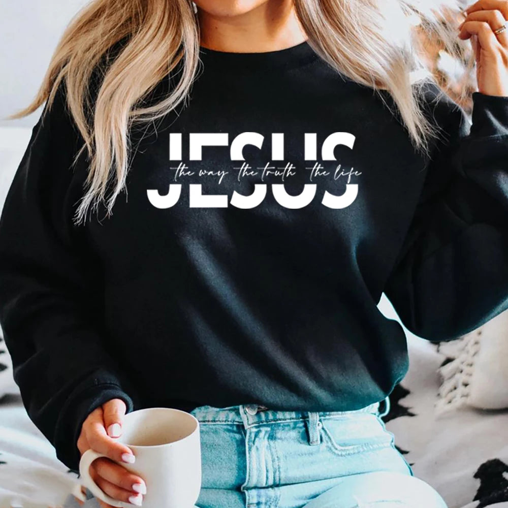 Jesus Sweatshirt Christian Hoodie Religious Bible Verse Sweater Motivational Christian Faith Outfit Trendy Crewneck Sweatshirts