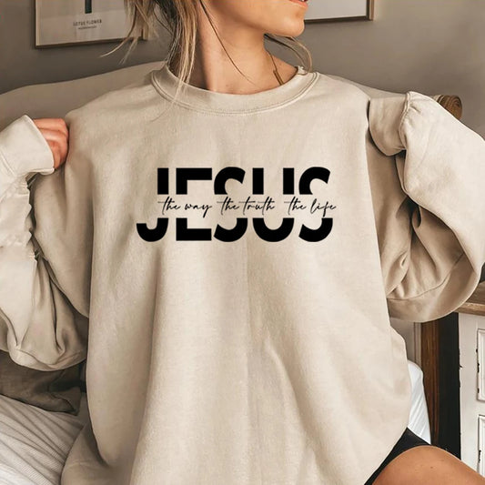 Jesus Sweatshirt Christian Hoodie Religious Bible Verse Sweater Motivational Christian Faith Outfit Trendy Crewneck Sweatshirts