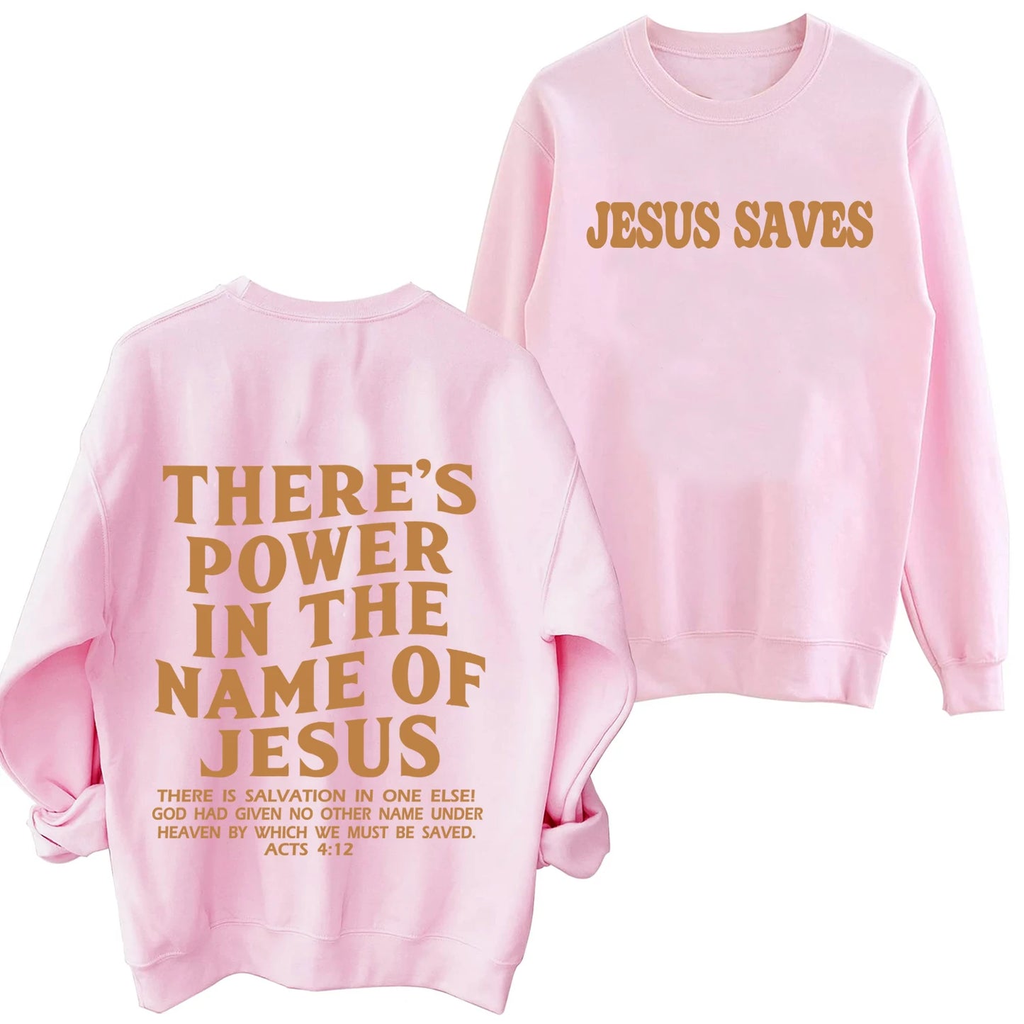 There Is Power in the Name of Jesus Sweatshirt Christian Faith Hoodie Man Woman Oversized Jesus Saves Sweatshirts Army Green