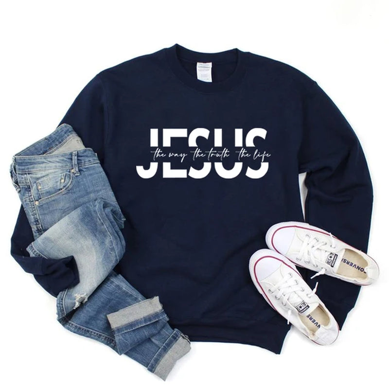 Jesus Sweatshirt Christian Hoodie Religious Bible Verse Sweater Motivational Christian Faith Outfit Trendy Crewneck Sweatshirts