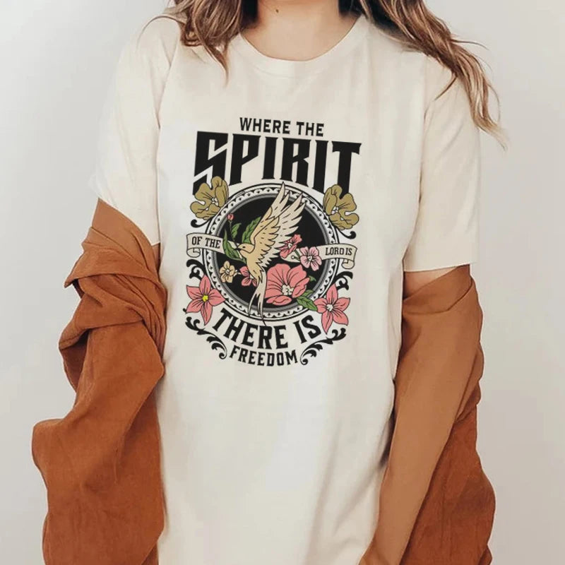 Women Vintage Aesthetic Bible Verse T Shirt Christian Inspirational T-Shirts Jesus Faith Graphic Tees Religious Tops Clothing