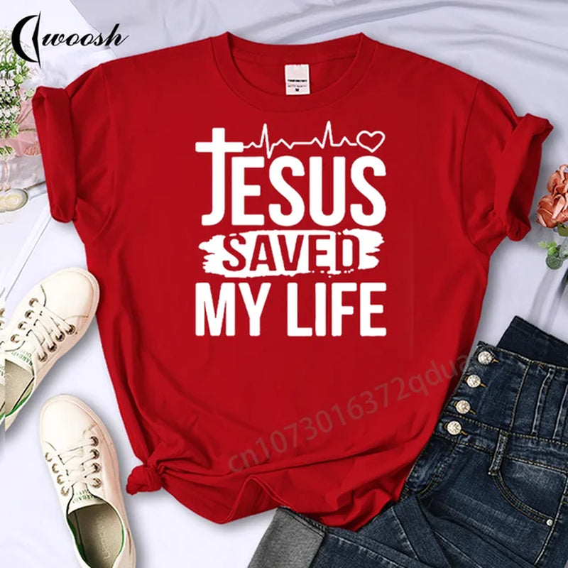 Christian T-Shirt Letter Print Cute Women T-Shirt Jesus Shirt Harajuku Graphic Tops Female Woman Tees Summer Oversized Clothing