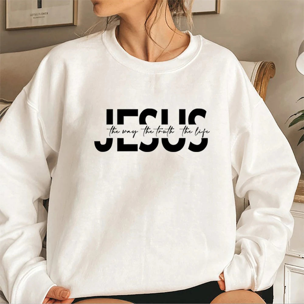 Jesus Sweatshirt Christian Hoodie Religious Bible Verse Sweater Motivational Christian Faith Outfit Trendy Crewneck Sweatshirts