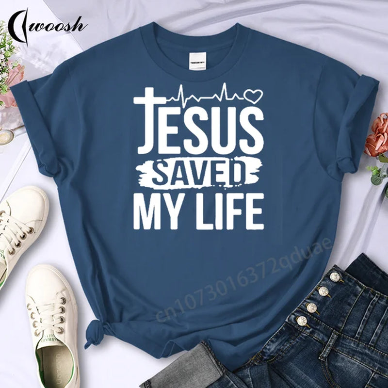 Christian T-Shirt Letter Print Cute Women T-Shirt Jesus Shirt Harajuku Graphic Tops Female Woman Tees Summer Oversized Clothing